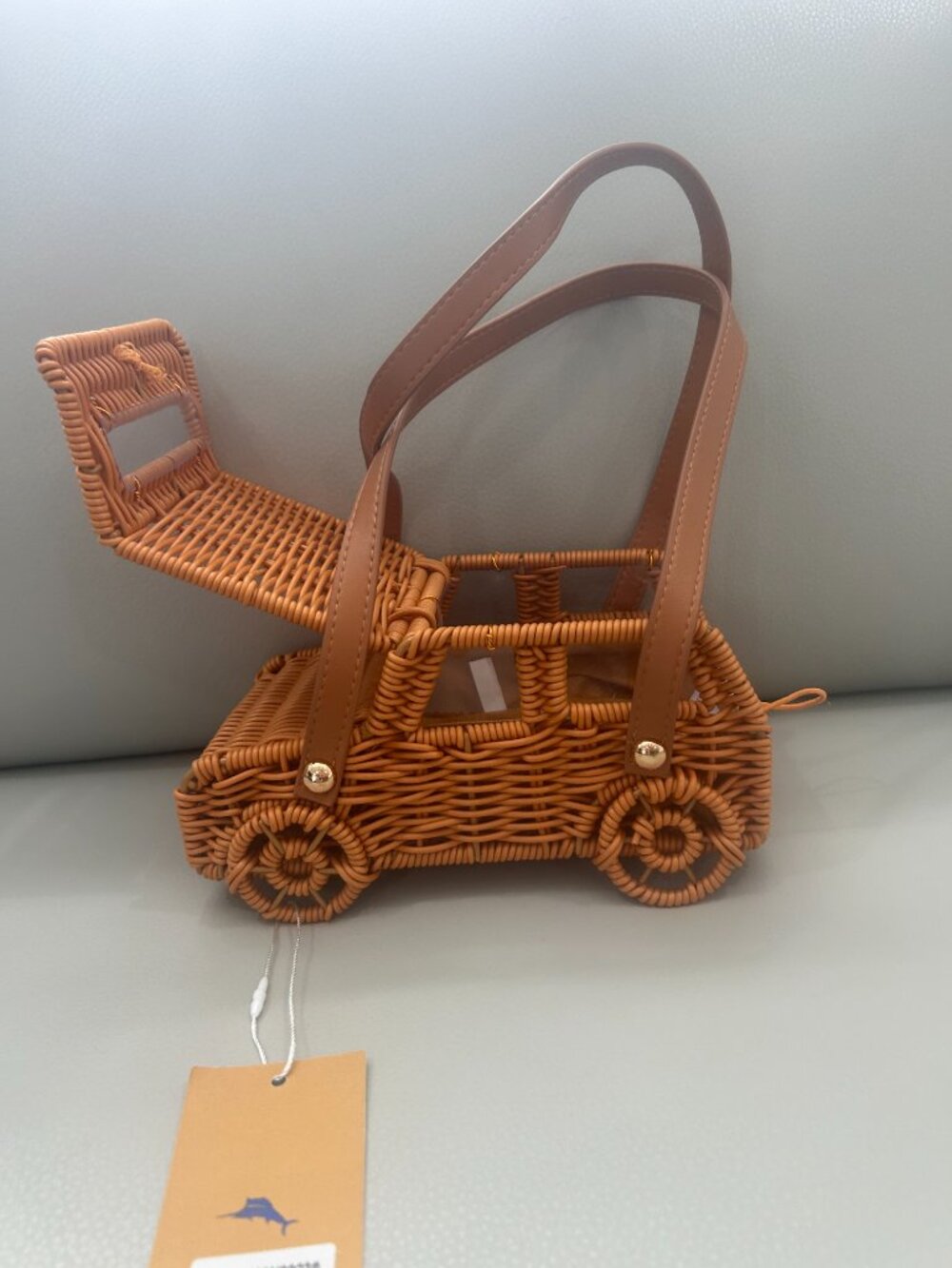 Tommy Bahama Woven Rattan Straw Wicker Jeep Car Truck Bag NWT - Picture 6 of 8